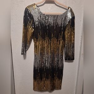 Elegant Black and Gold Sequin Dress